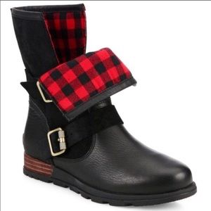 Sorel Major Moto Black boot with flannel lining